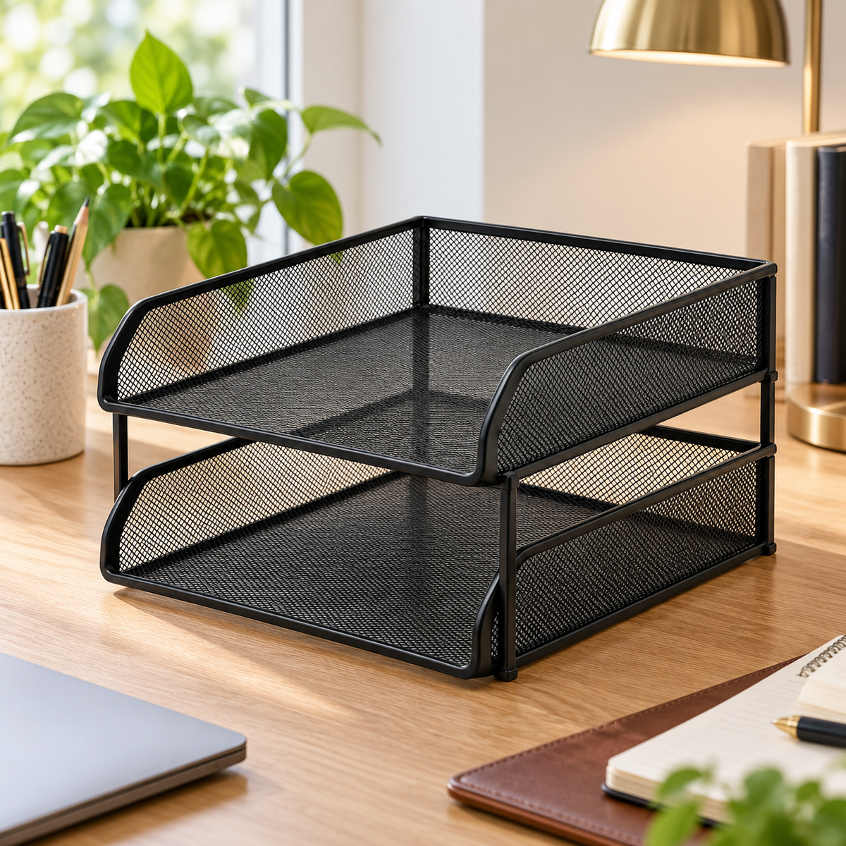 Stacking Letter Tray Pair — lifestyle view